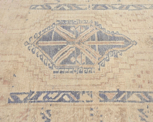 11 Ft Vintage Brown Persian Style Hand Knotted Low Pile Wool Runner Rug